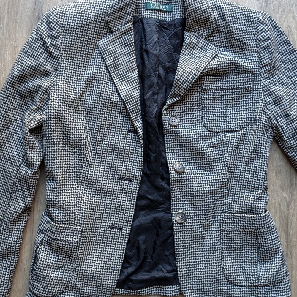 Lauren Ralph Lauren Houndstooth Checkered Blazer. Size S